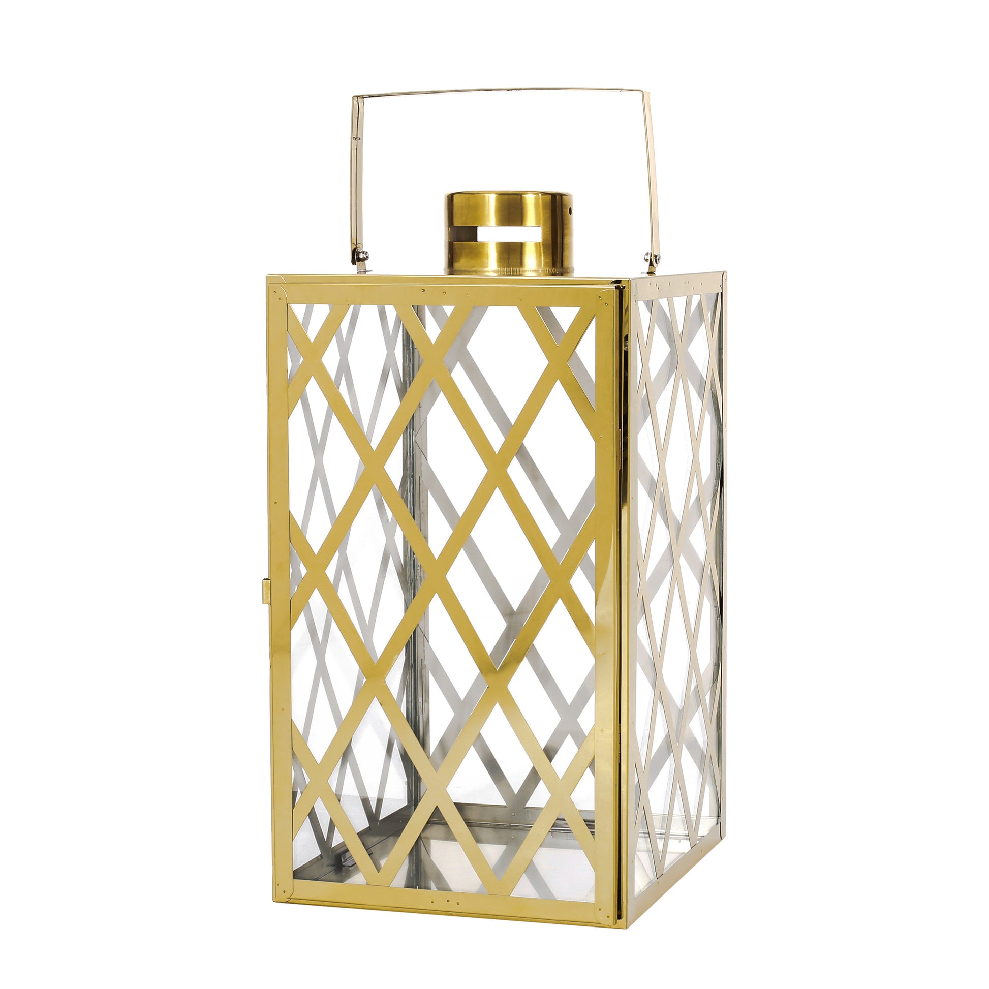 Anton 18"H Stainless Steel Lantern Gold Stainless Steel