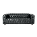 Mirod Comfy 3 Seat Sofa With Wooden Legs, Pu, For Living Room And Study Black Pu 3 Seat