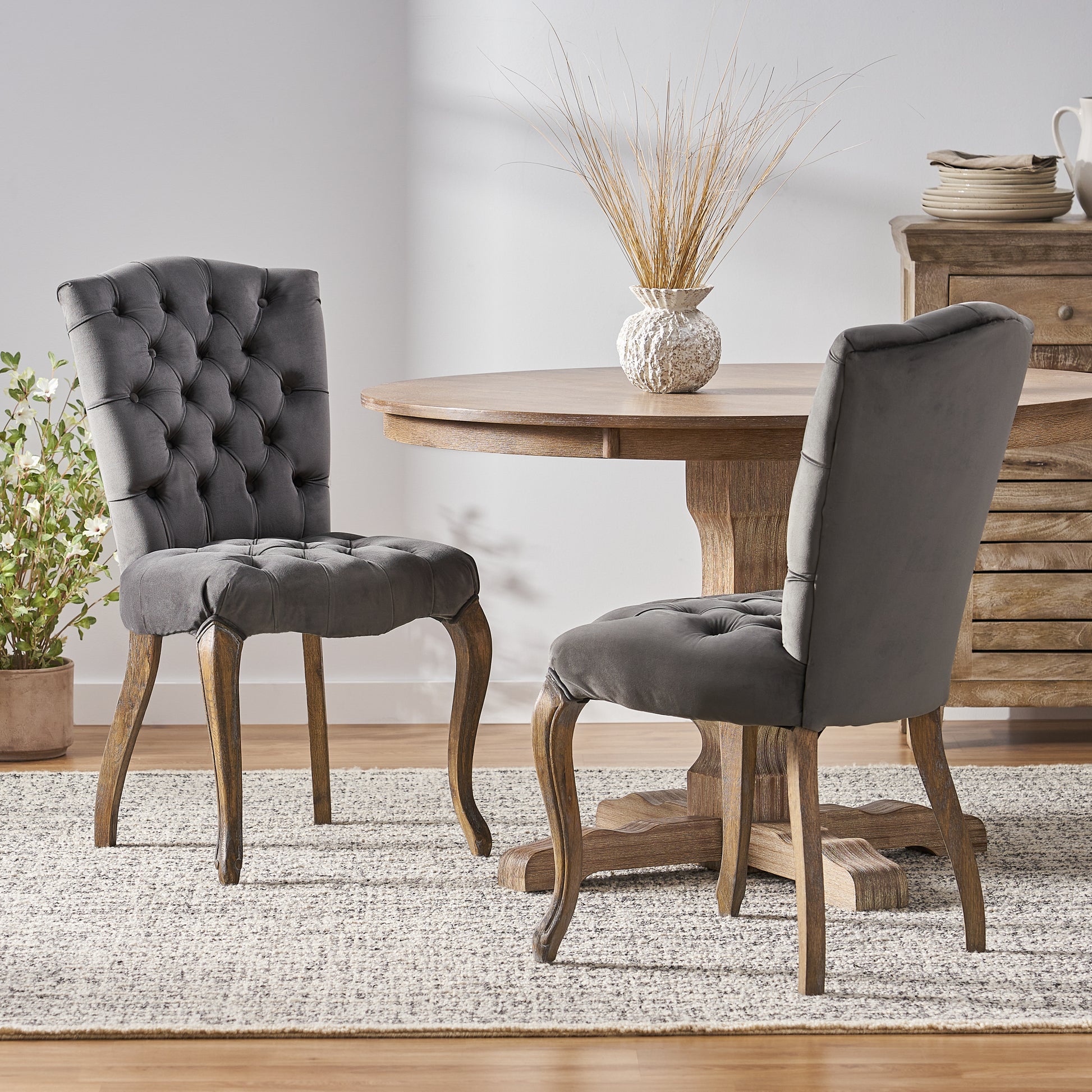 Dining Chair Mp2 Set Of 2 Charcoal Velvet