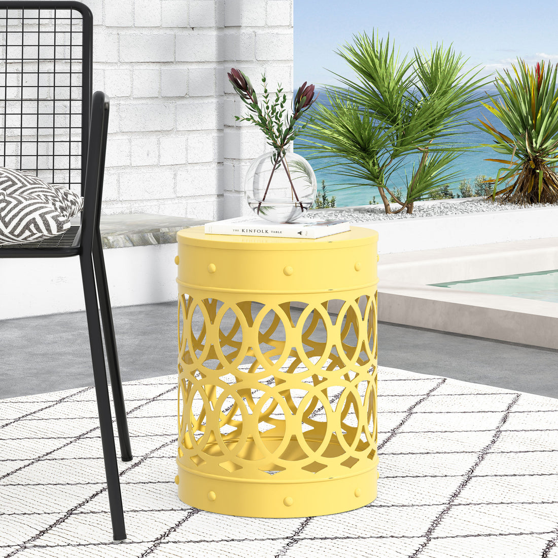 Metal End Table Large Yellow Iron