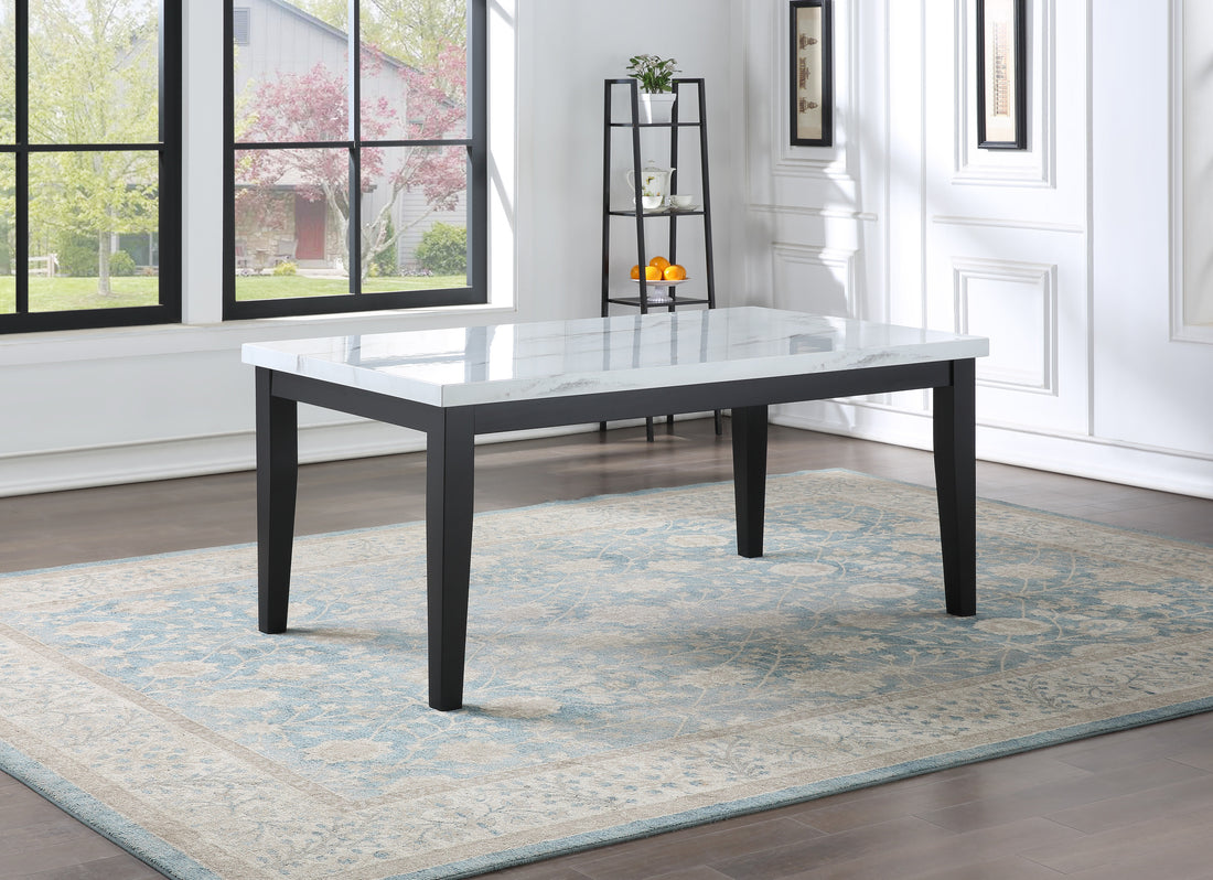 Sterling Faux Marble Top Dining Table White White Wood