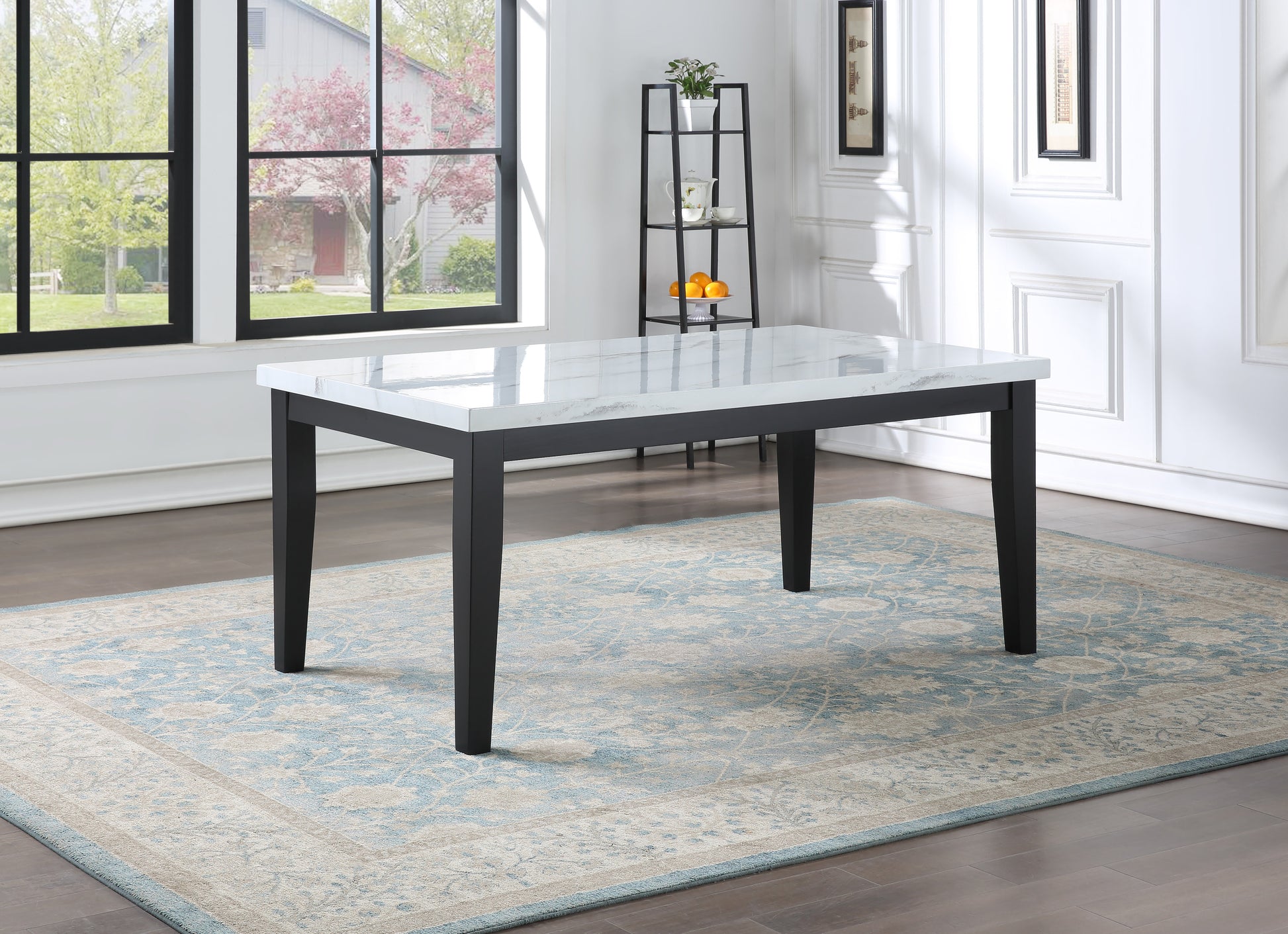 Sterling Faux Marble Top Dining Table White White Wood