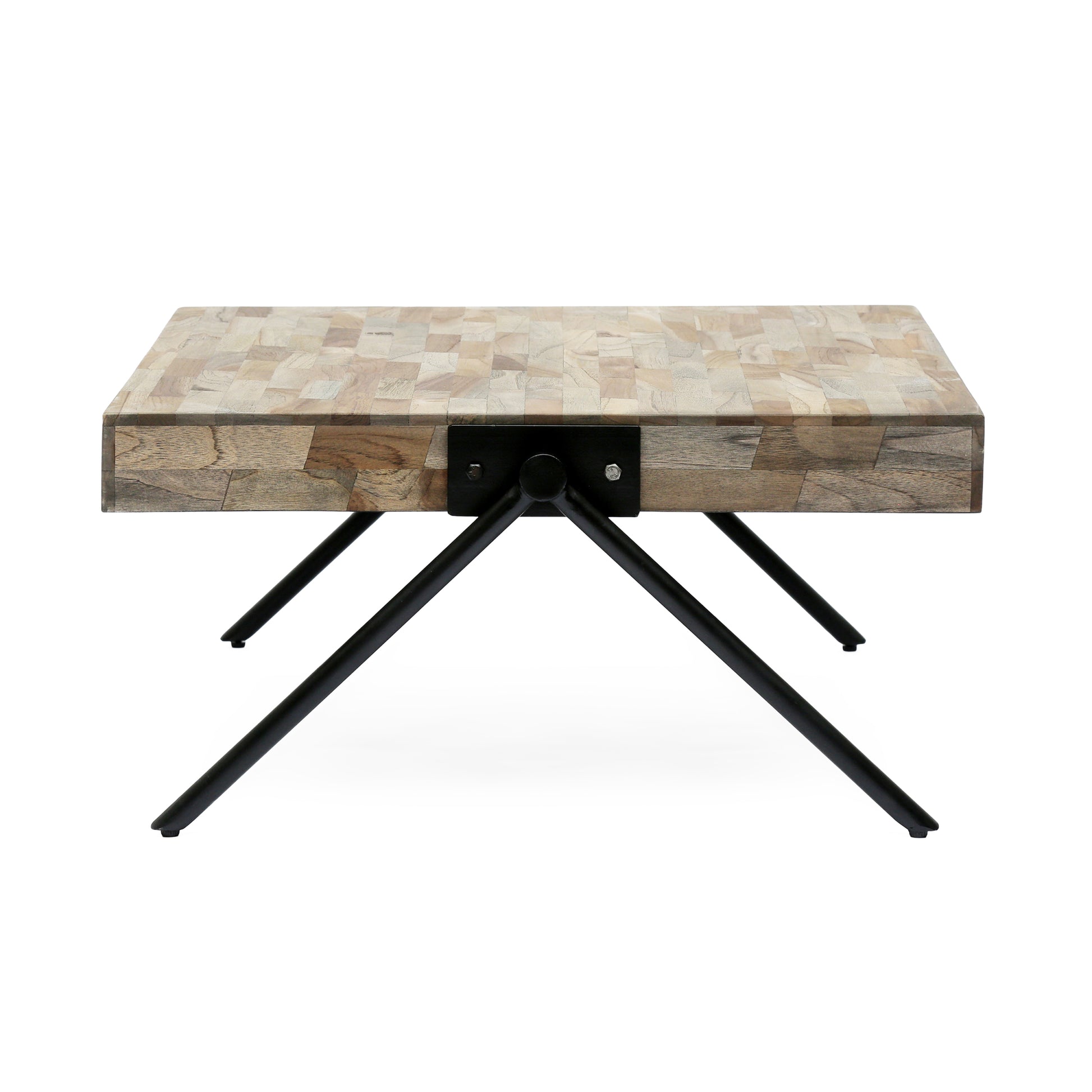 Mango Wood Coffee Table Grey Metal & Wood