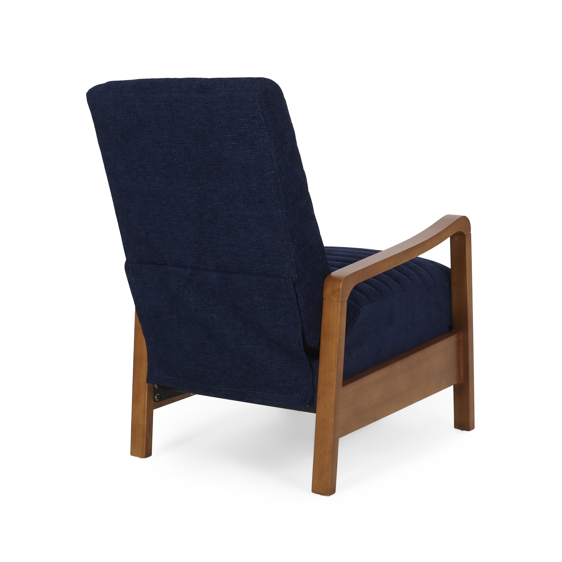 Fabric Wood Hand Manual Club Recliner Navy Blue Fabric