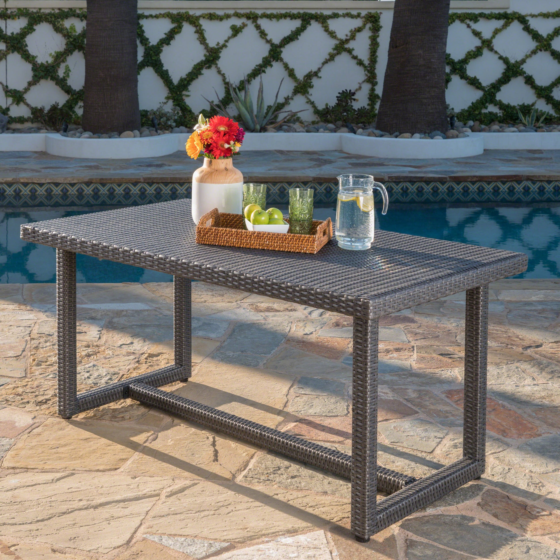 Santa Rosa Dining Table Grey Rattan