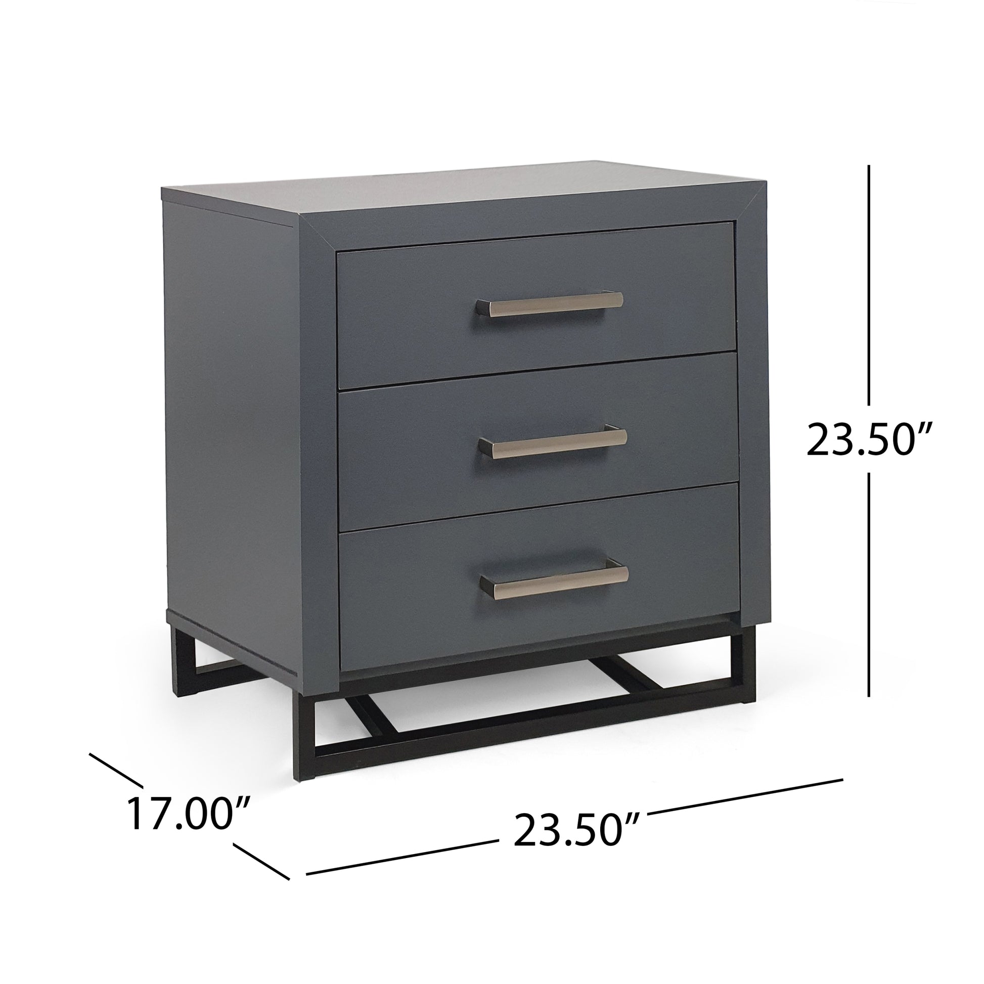 3 Drawer Chest Charcoal Grey Mdf