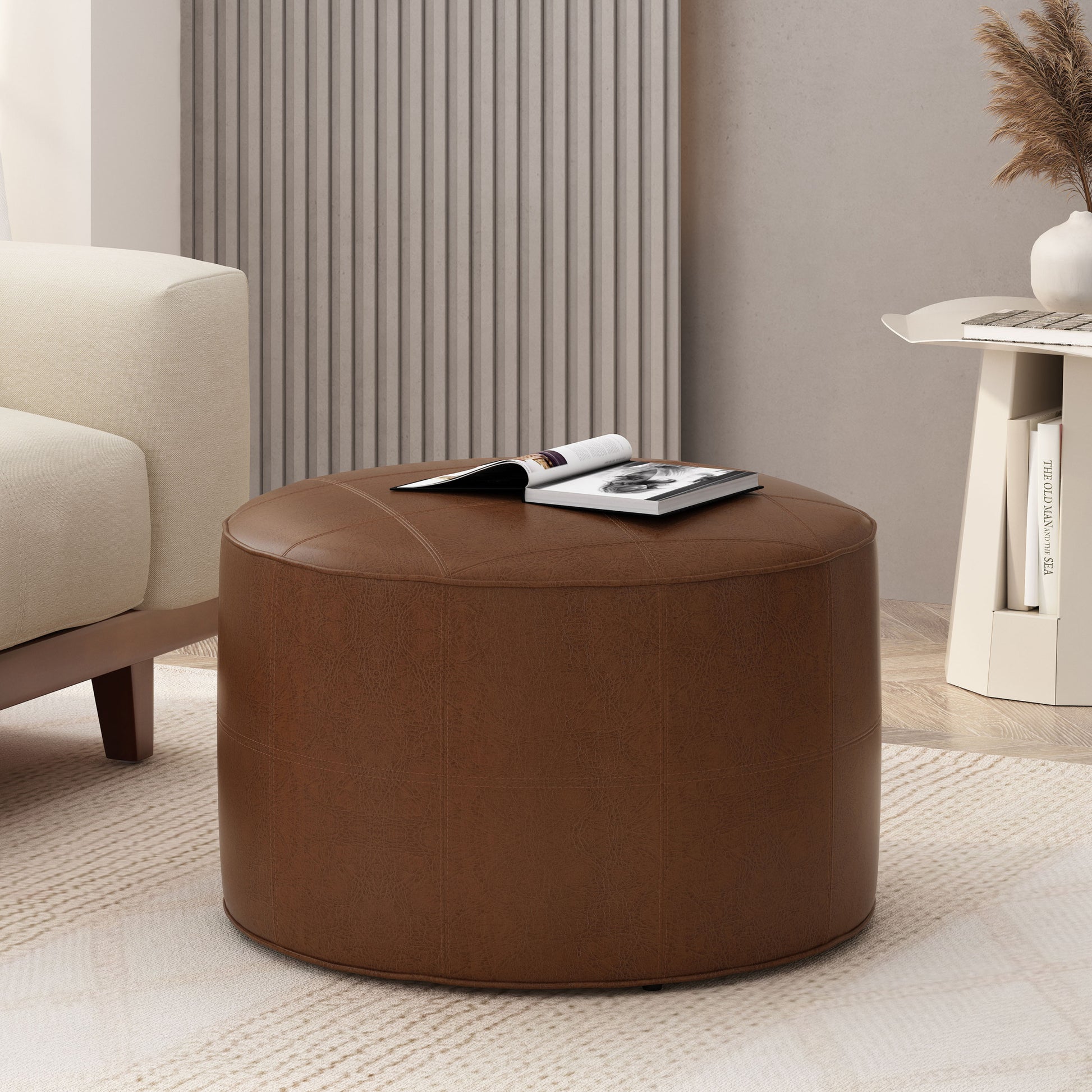 Ottoman Light Brown Pu