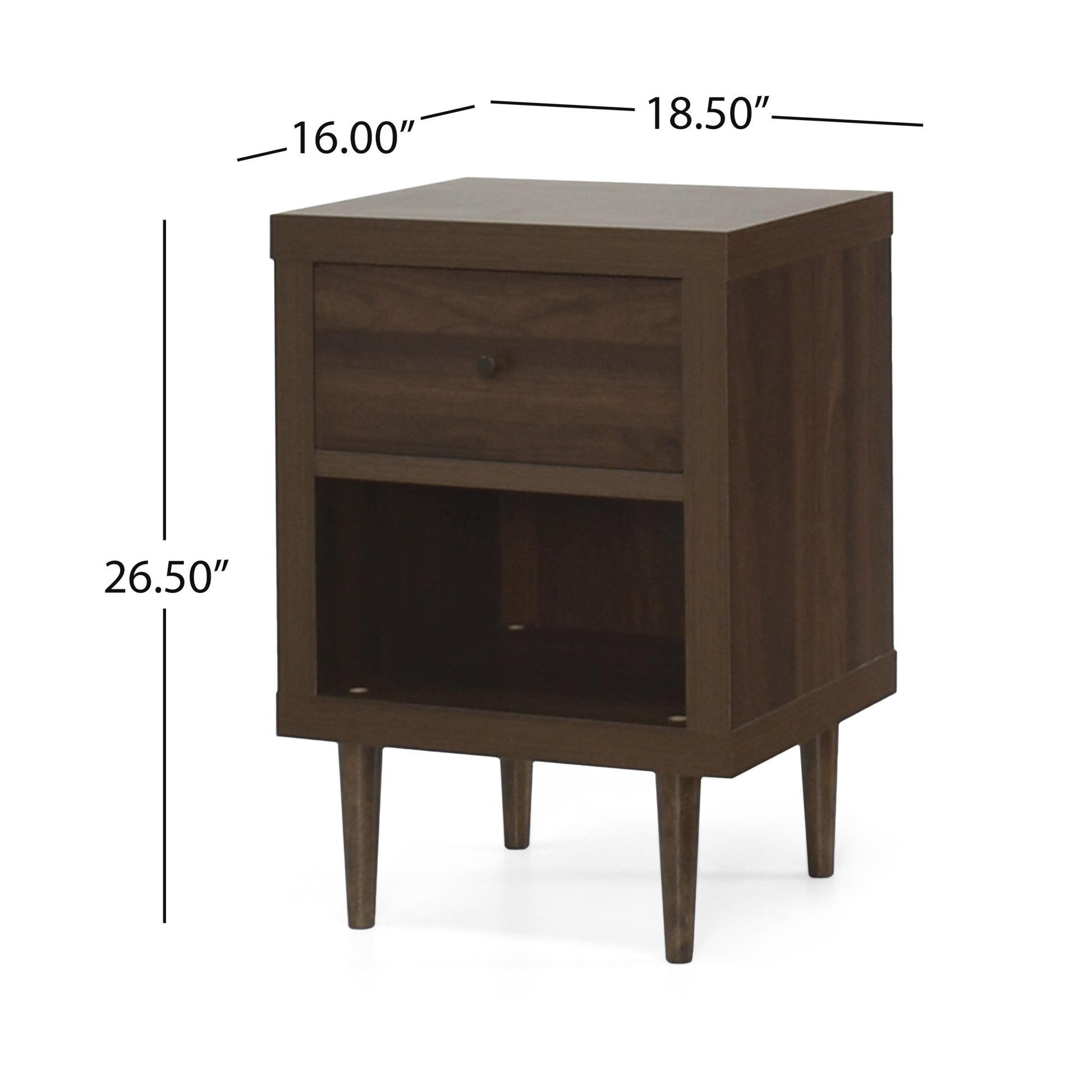 1 Drawer Nightstand Walnut Mdf