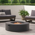 Lightweight Concrete Outdoor Circular Fire Pit, Dark Gray 50,000 Btu Tank Cover Not Included Dark Grey Magnesium Oxide