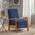 Fabric Wood Hand Manual Club Recliner Navy Blue Fabric