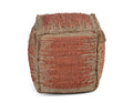 Jafar Square Handwoven Jute Pouf Red Red Fabric