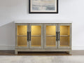 Csrena Lighted White Marble Sideboard Brown Brown Wood