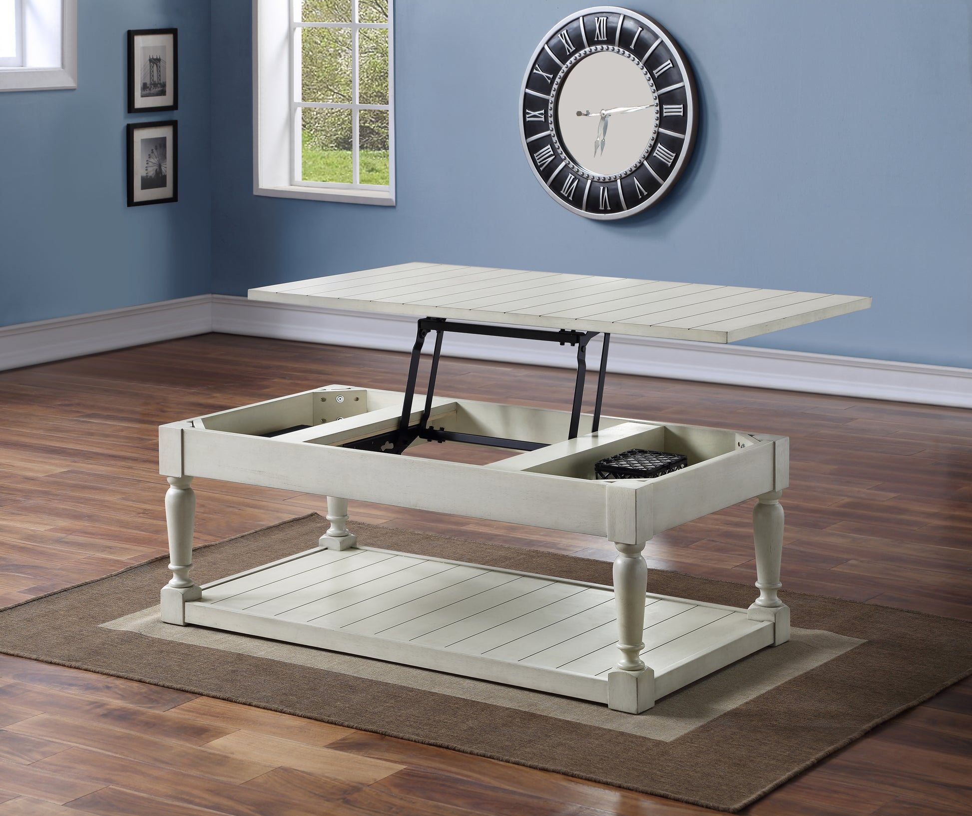 Hemingway Lift Top Coffee Table White White Wood