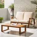 Paloma Seat Coffee Table Teak Beige Wood Waterproof Fabric