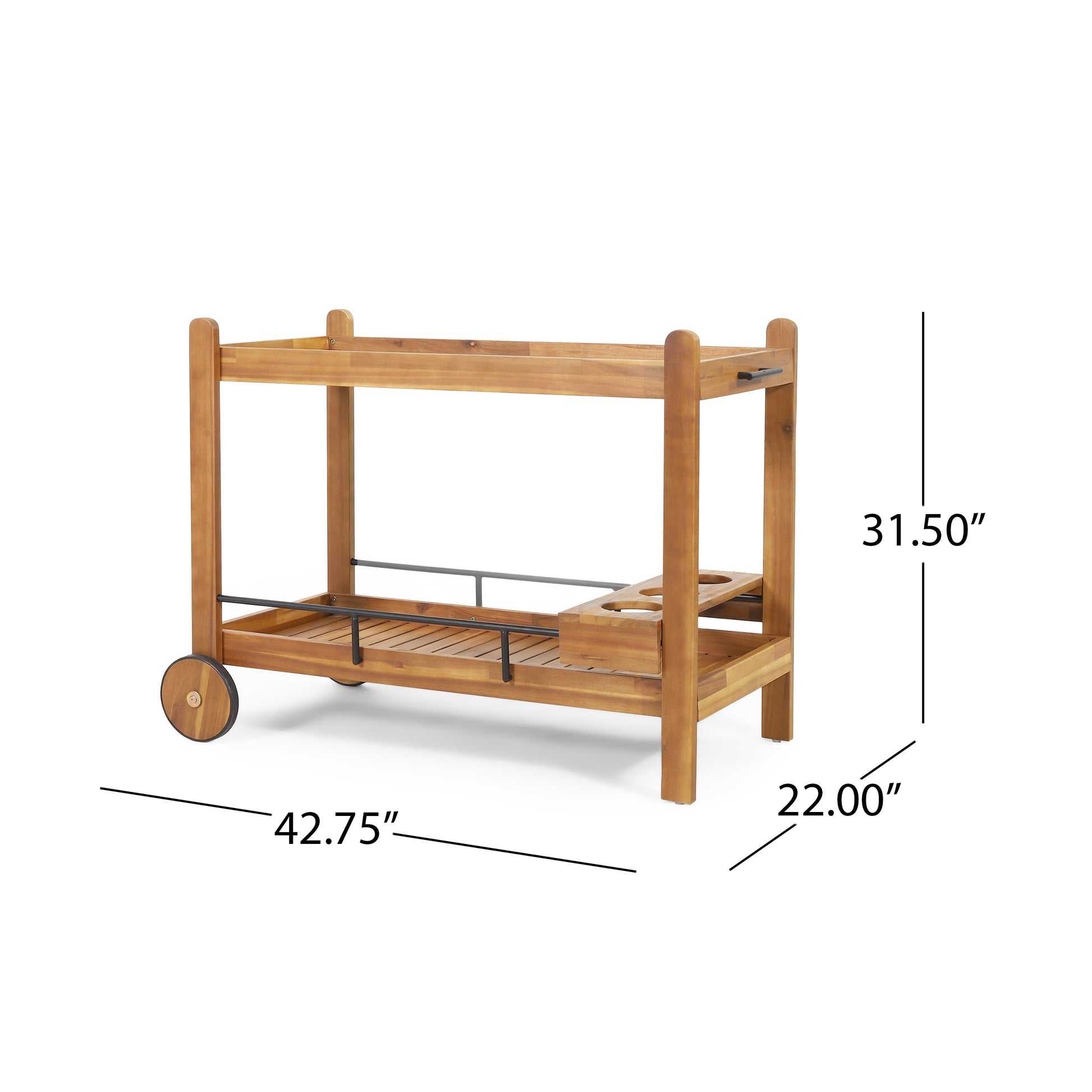 Louisiana Bar Cart Black Metal & Wood