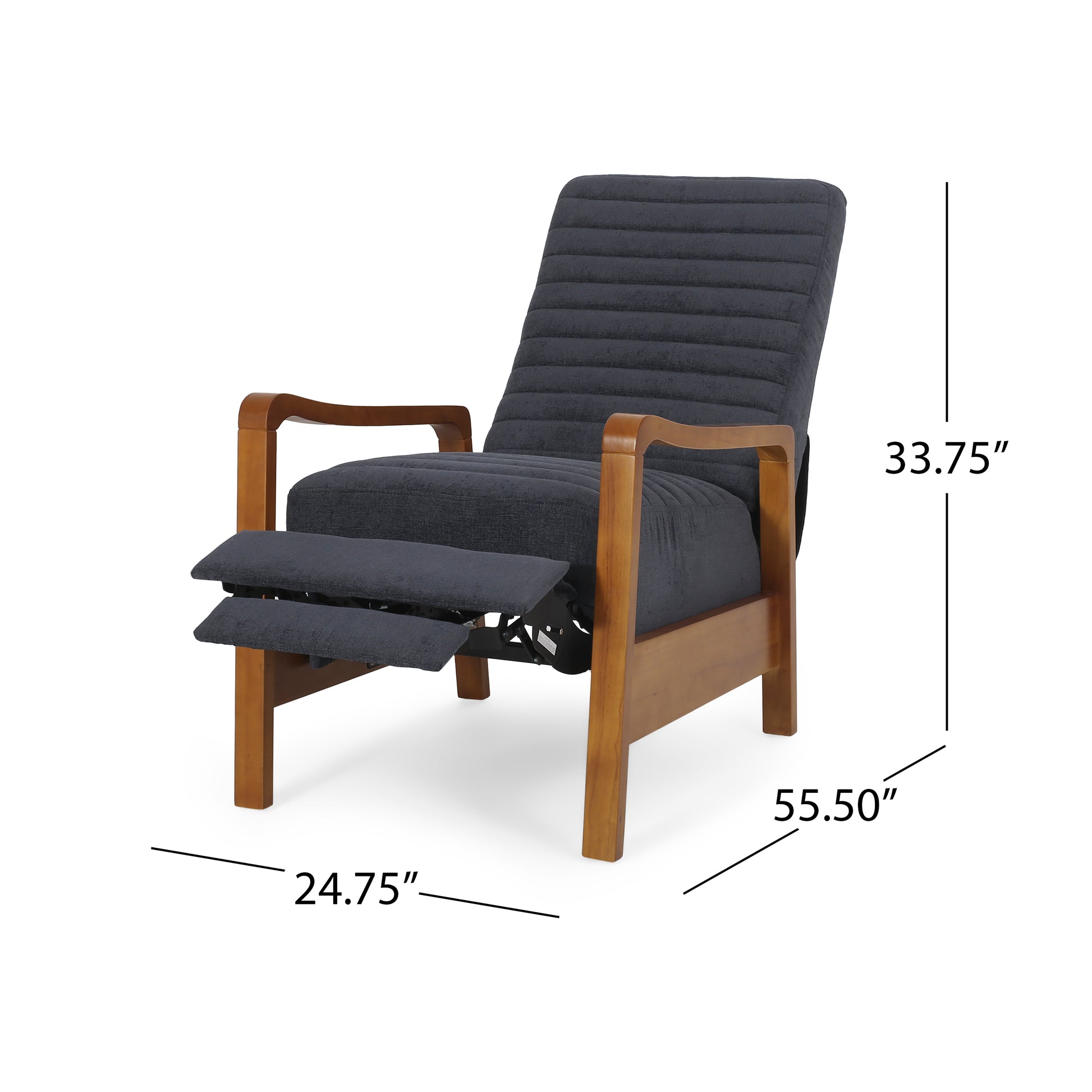 Fabric Wood Hand Recliner Charcoal Fabric