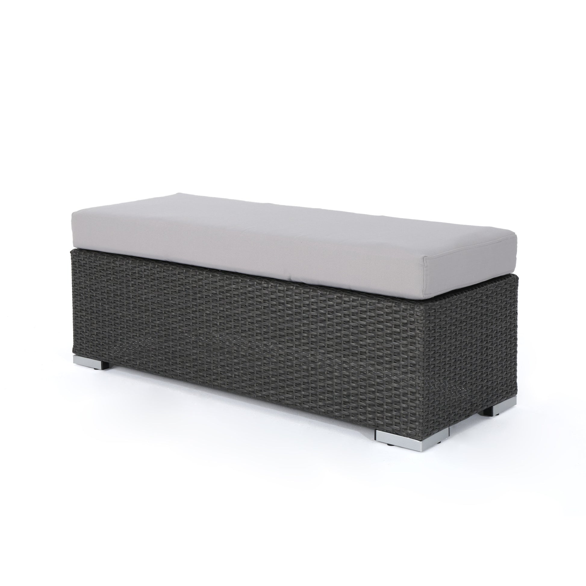 Santa Rosa Bench Grey Silver Wicker