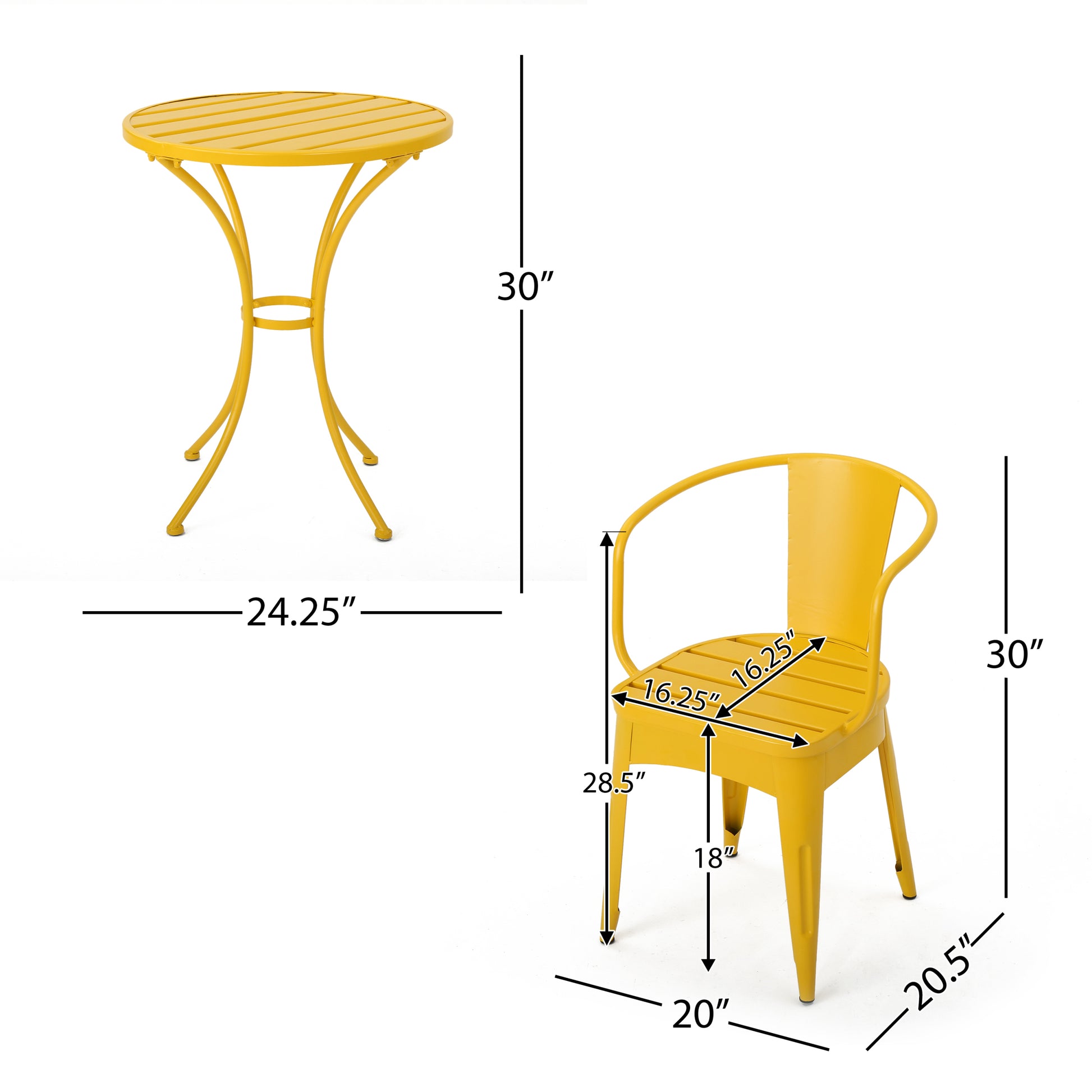 Colmar 3 Pc Kd Metal Set Yellow Iron