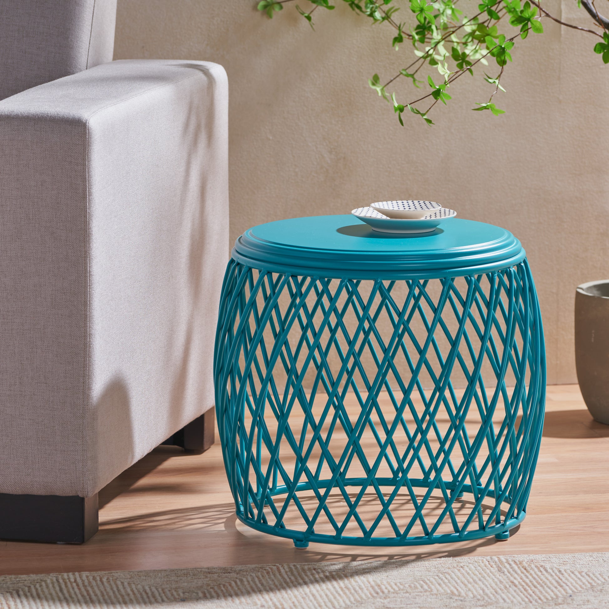 Alamera 19.75 Side Table Teal Iron