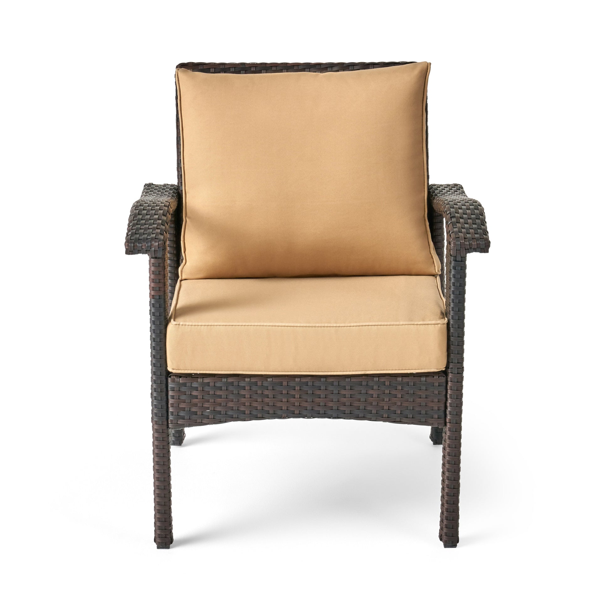 Honolulu Brown Club Chair 2 Brown Tan Pe Rattan Iron Waterproof Fabric