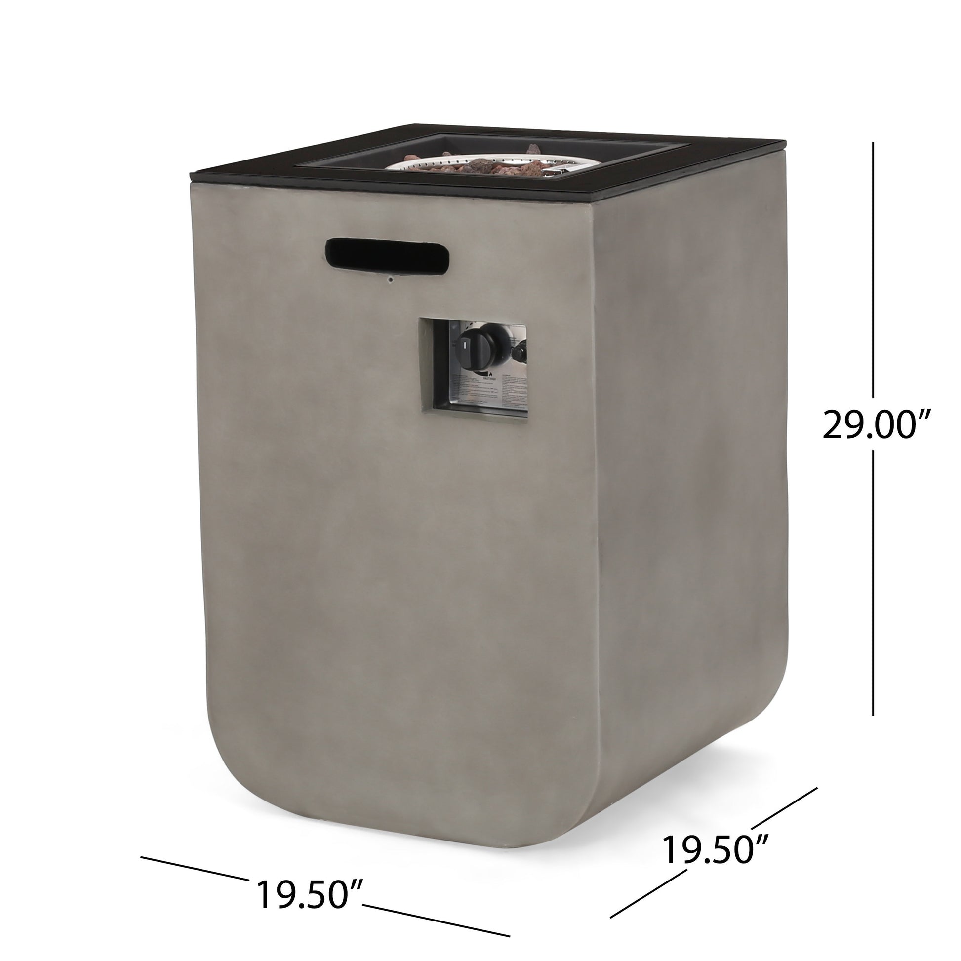 Adio 19.5" Column Mgo Fire Pit 30,000Btu Black Gray Magnesium Oxide