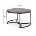 Coffee Table Set Black Silver Wood