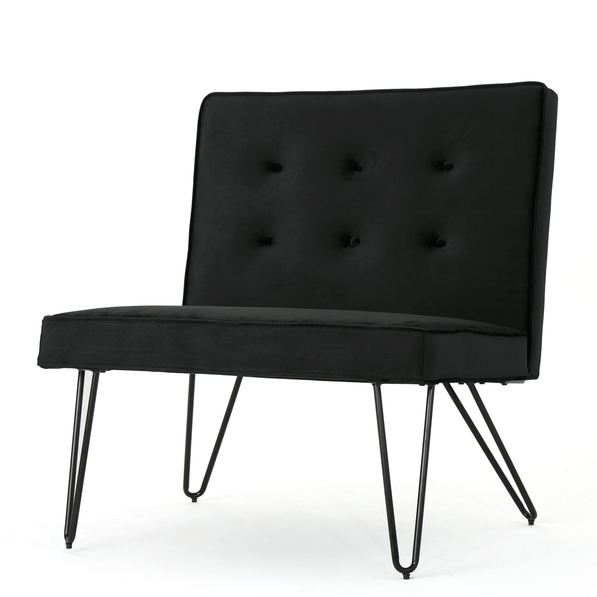 Chair Armless Modern Black Velvet