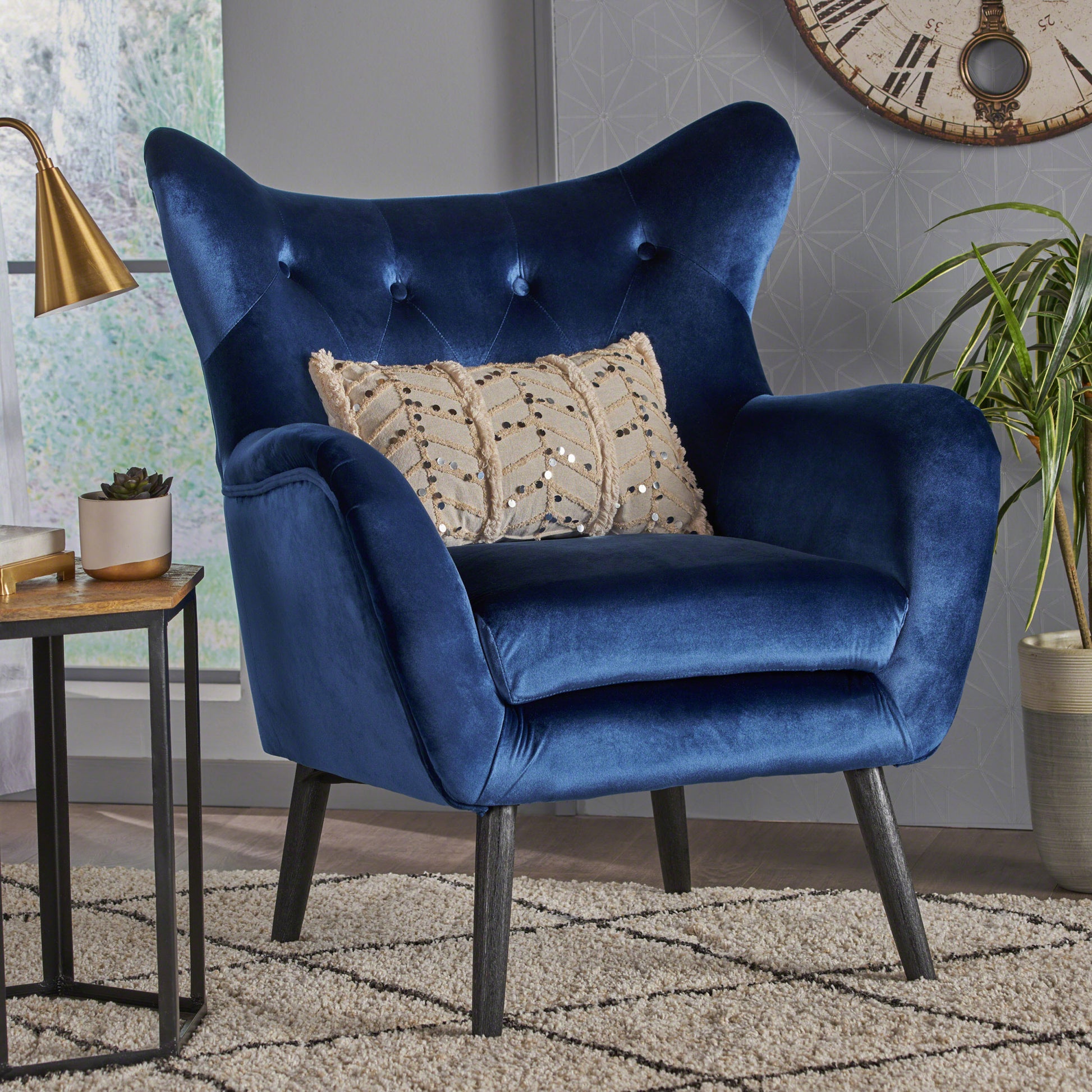 Arm Chair Navy Blue Velvet