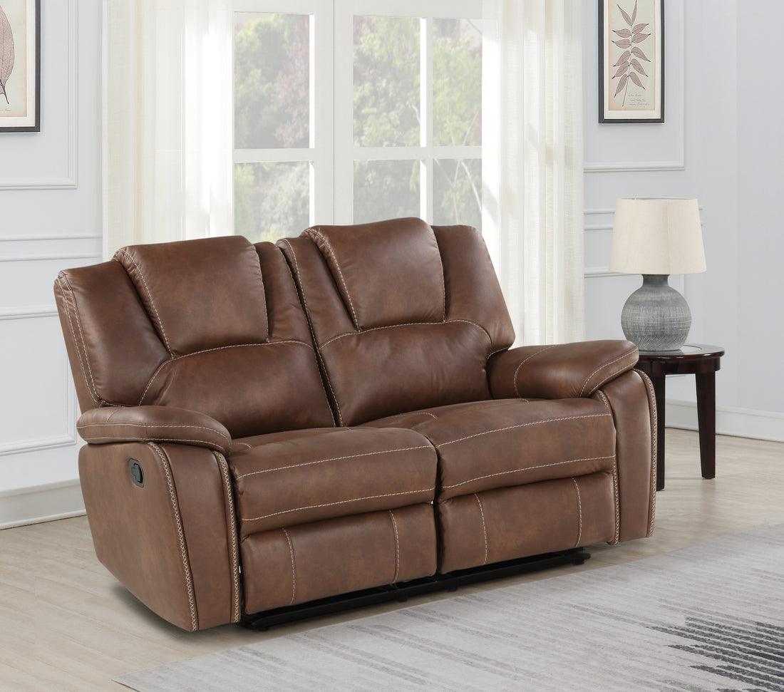 Katrine Pu Manual Reclining Loveseat Chestnut Brown Chestnut Fabric 2 Seat