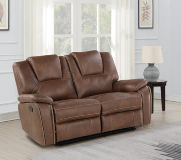 Katrine Pu Manual Reclining Loveseat Chestnut Brown Chestnut Fabric 2 Seat