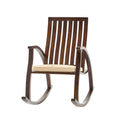 Acacia Wood Rocking Chair With Cushion Brown Acacia Wood