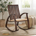 Acacia Wood Rocking Chair With Cushion Brown Acacia Wood