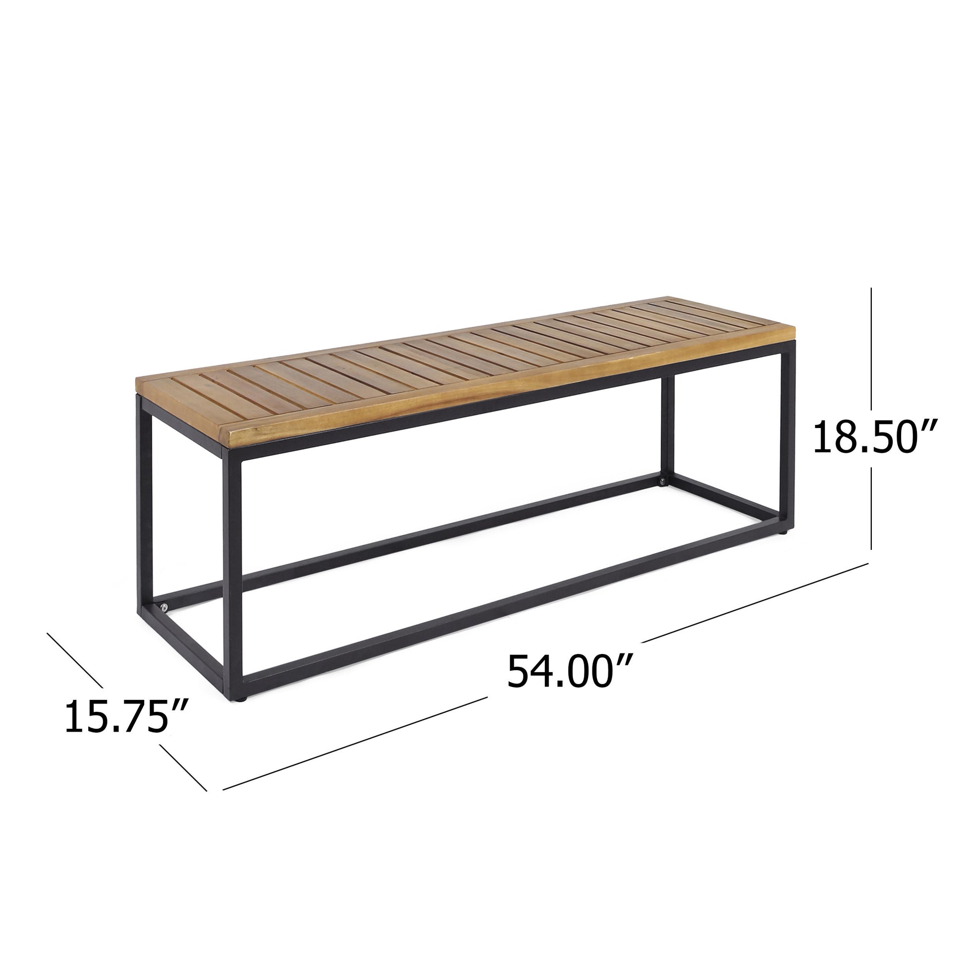 Jeco Industrial Wood And Metal Bench Teak Acacia Wood