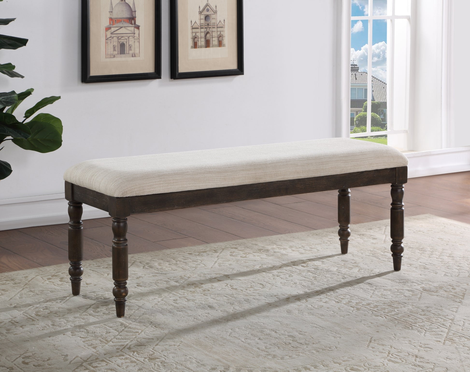 Hutchins Dining Bench Dark Brown Dark Brown Wood