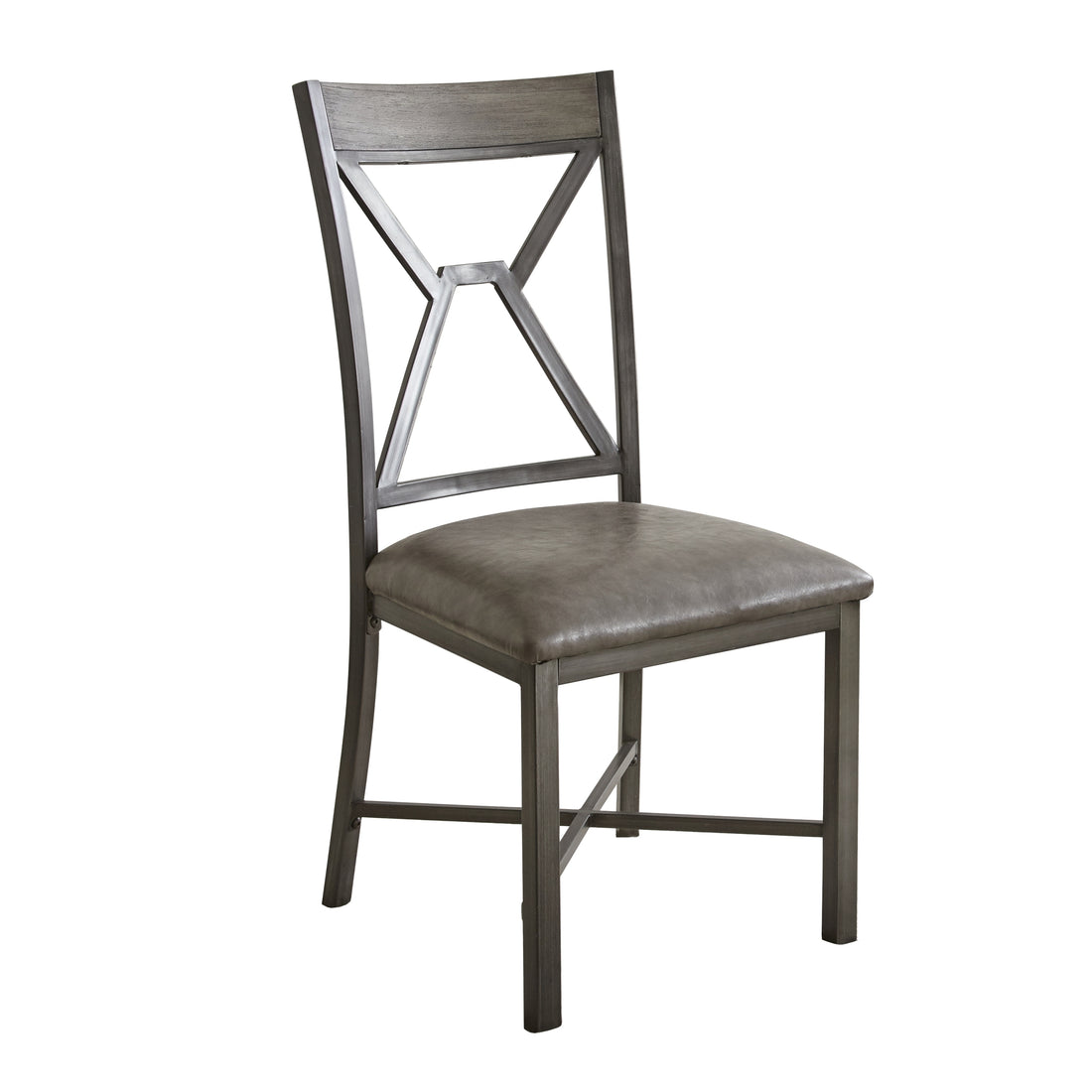 Alamo Pu Side Chair Set Of 2 Gray Dark Gray Wood