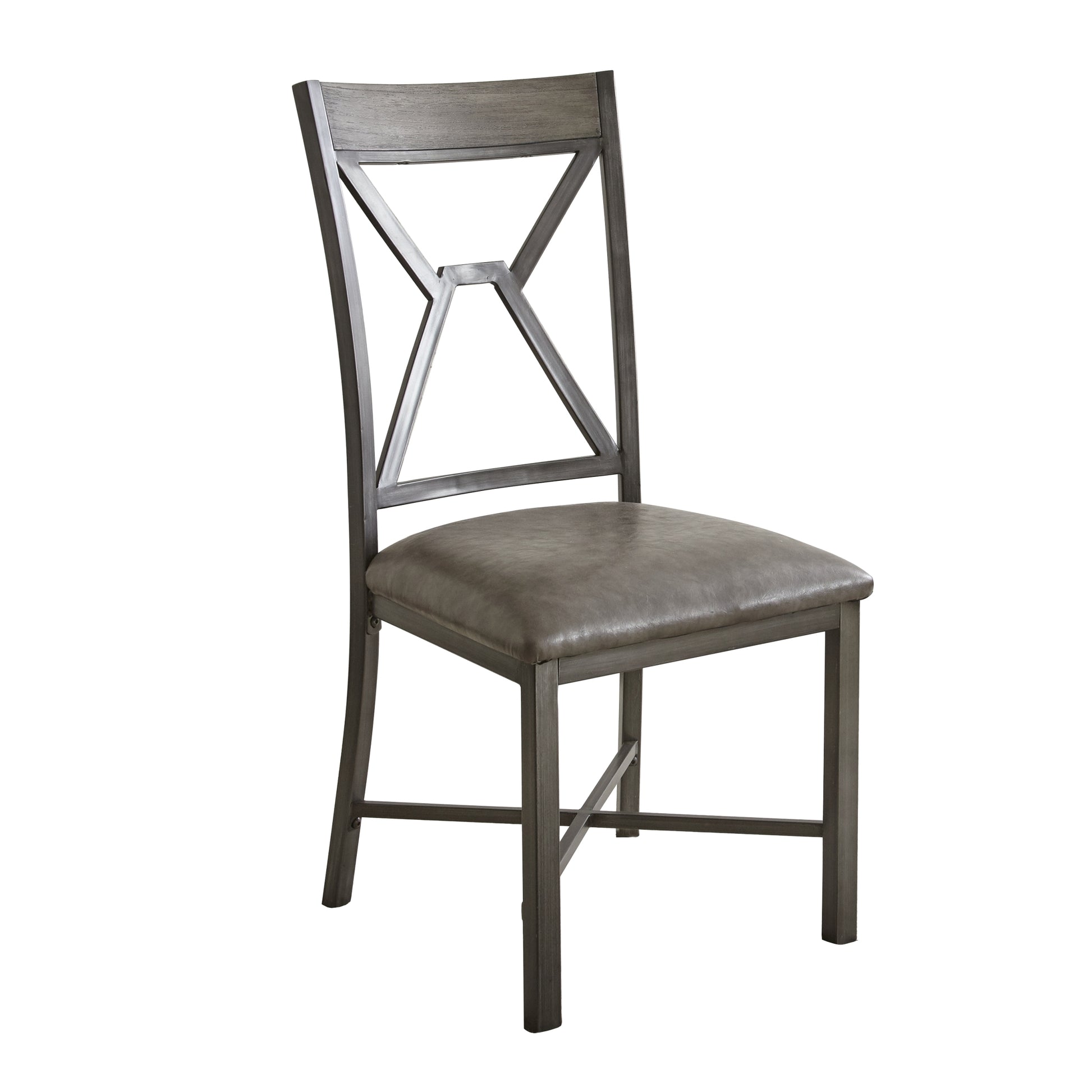 Alamo Pu Side Chair Set Of 2 Gray Dark Gray Wood
