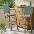 Barstool Teal Wicker