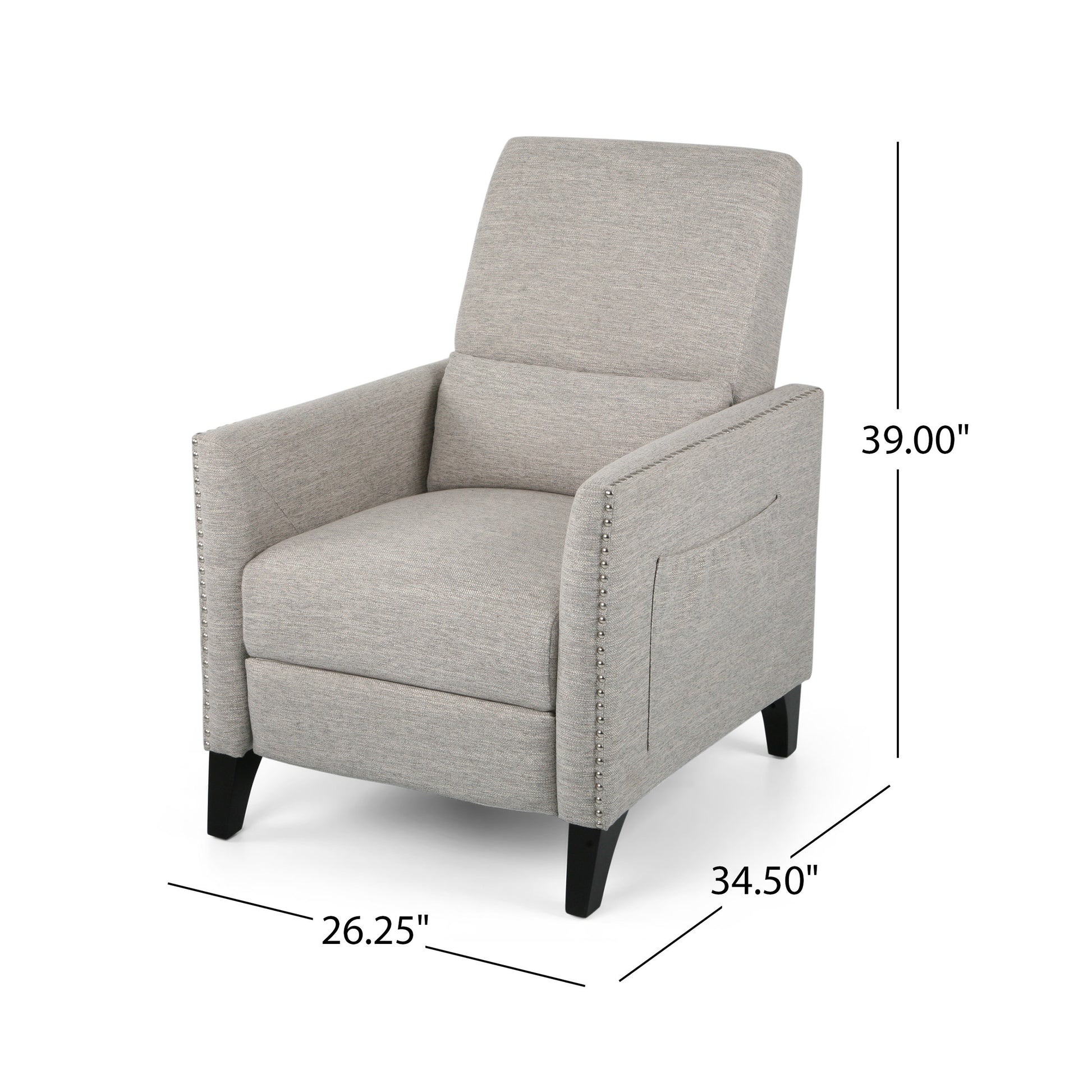 Push Back Recliner Light Grey Fabric