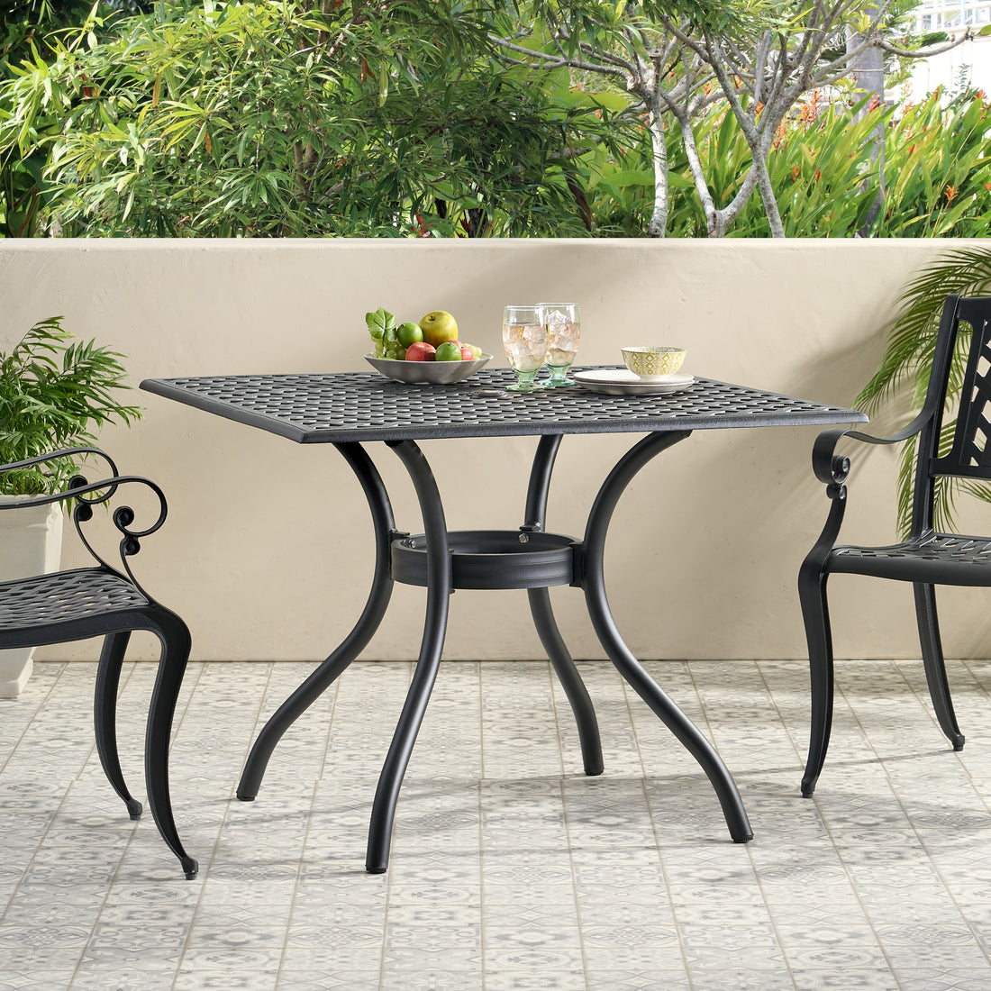 Cayman Arch Mesh I 39In Sq Table Black Aluminium