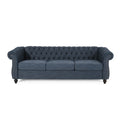 Sofa 3 Seater Navy Blue Fabric 3 Seat