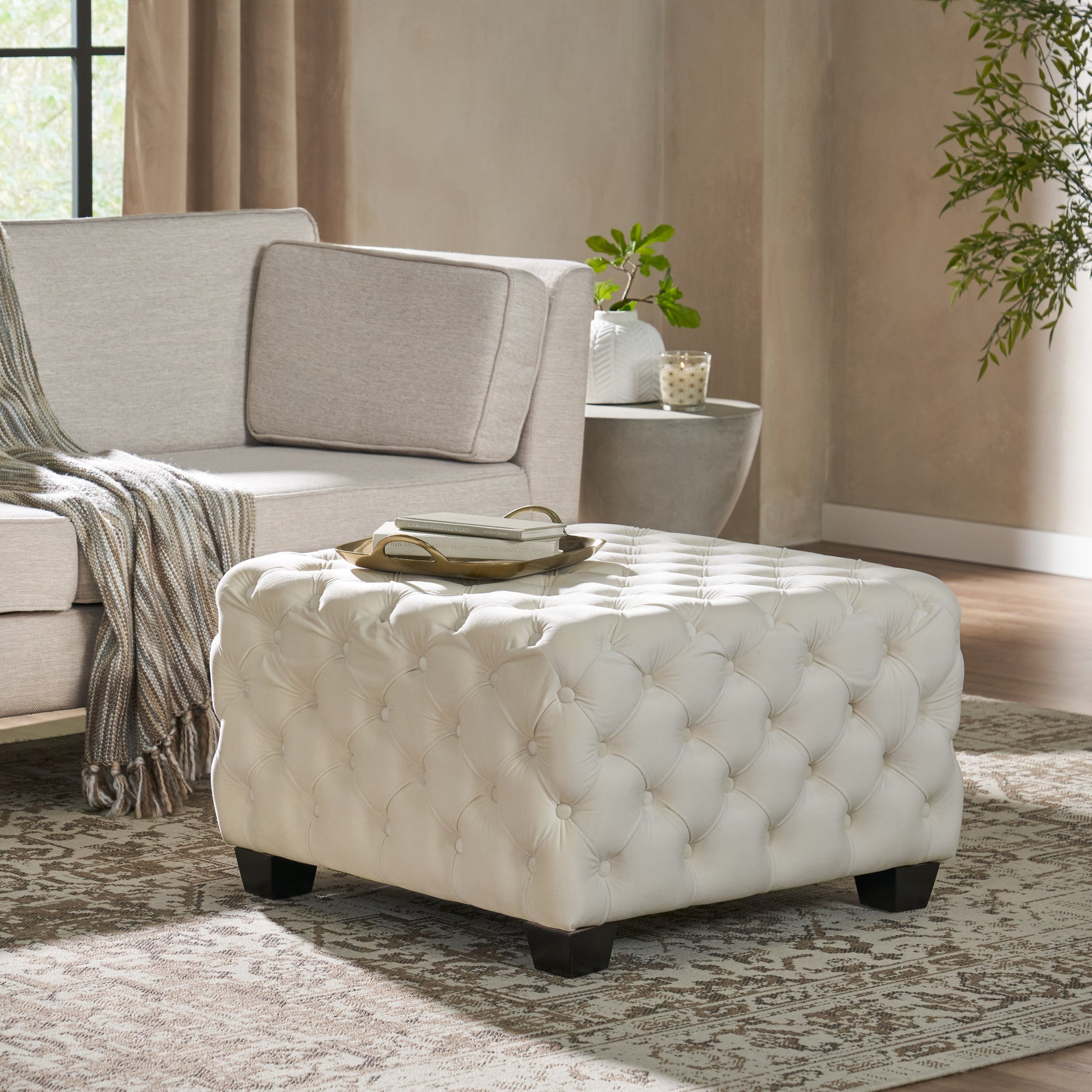 Ottoman Ivory Velvet