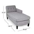 Right Chaise Lounge Light Grey Fabric 3 Seat