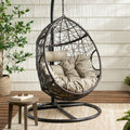 Kylie Hanging Basket Brown Only Basket ,Not Include A Hanging Stand Khaki Brown Rattan Waterproof Fabric Metal