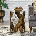 Pino Side Table Brown Glass Metal