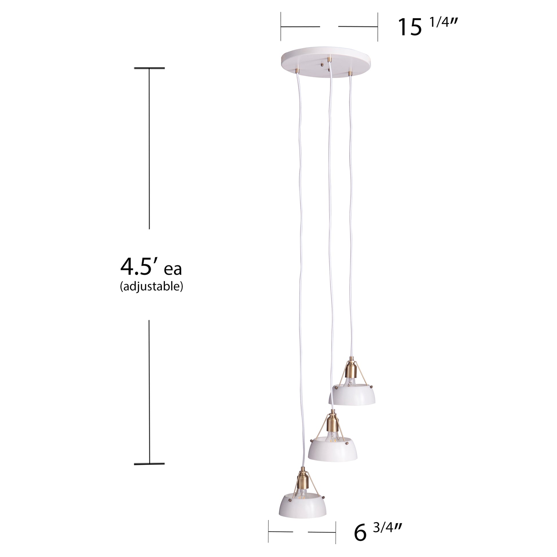 Renmarco Contemporary 3 Light Cluster Pendant White Iron