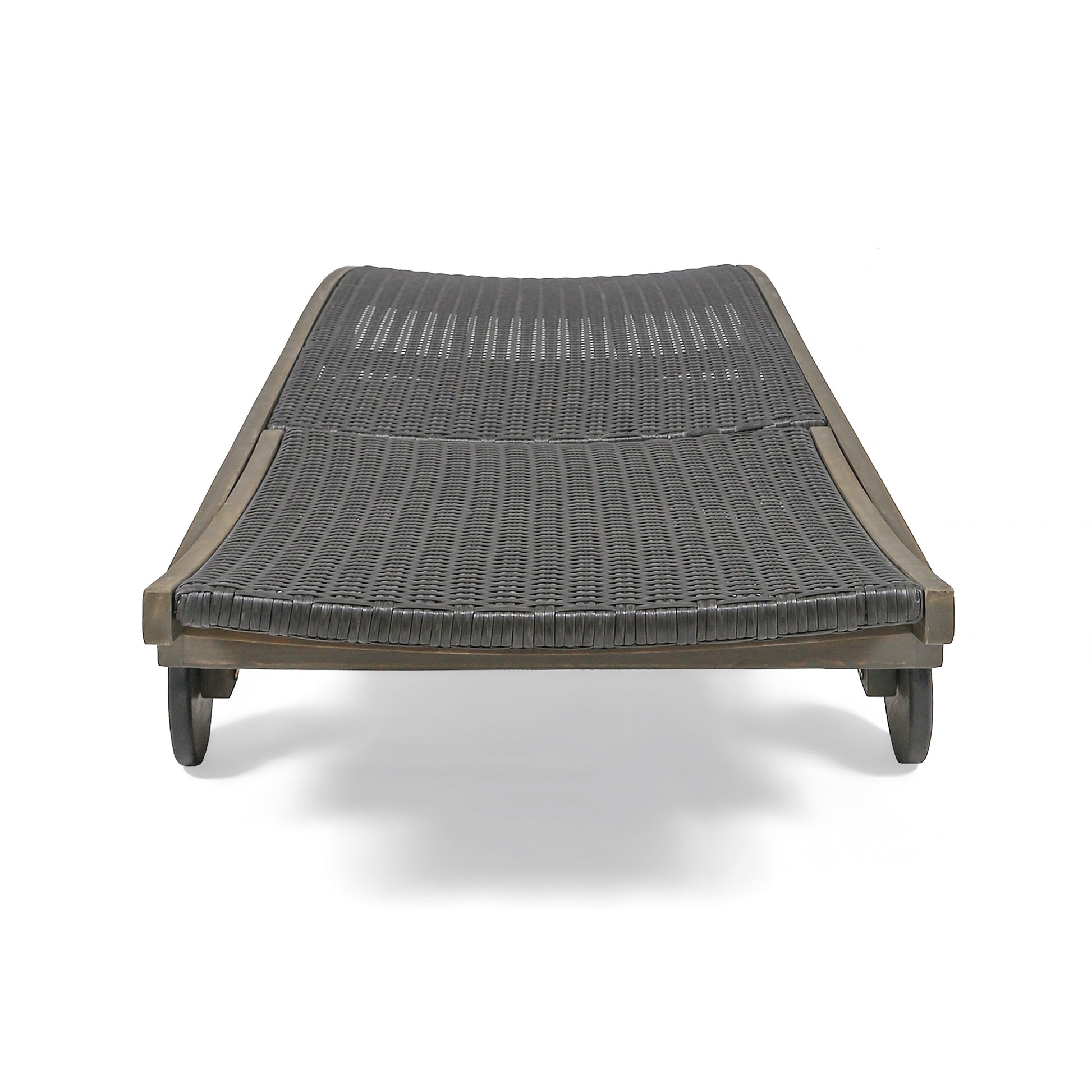 Banzai Chaise Lounge With Pull Out Tray Grey Acacia Wood