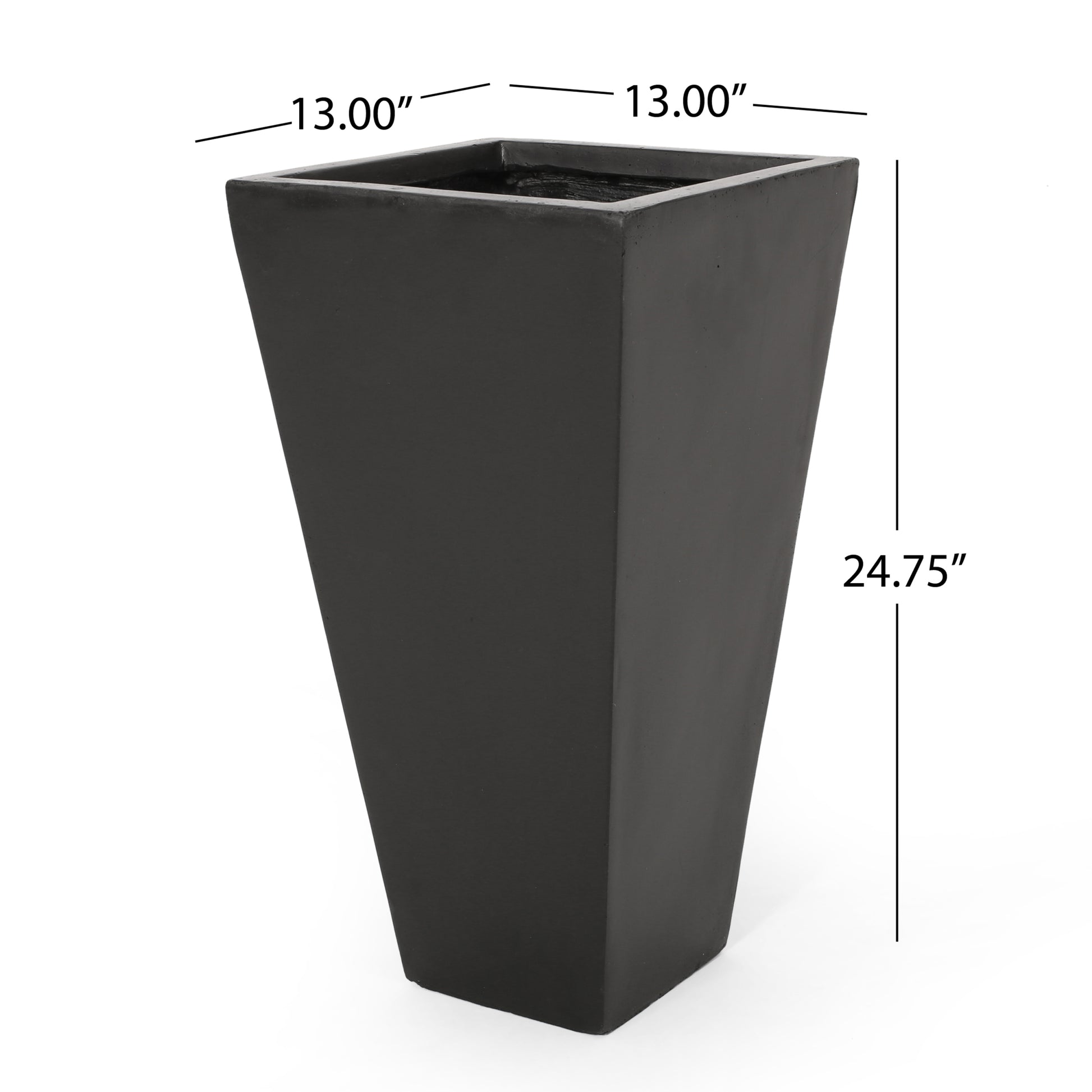 13" Outdoor Modern Mgo Small Cast Stone Planter, Black Rust Magnesium Oxide