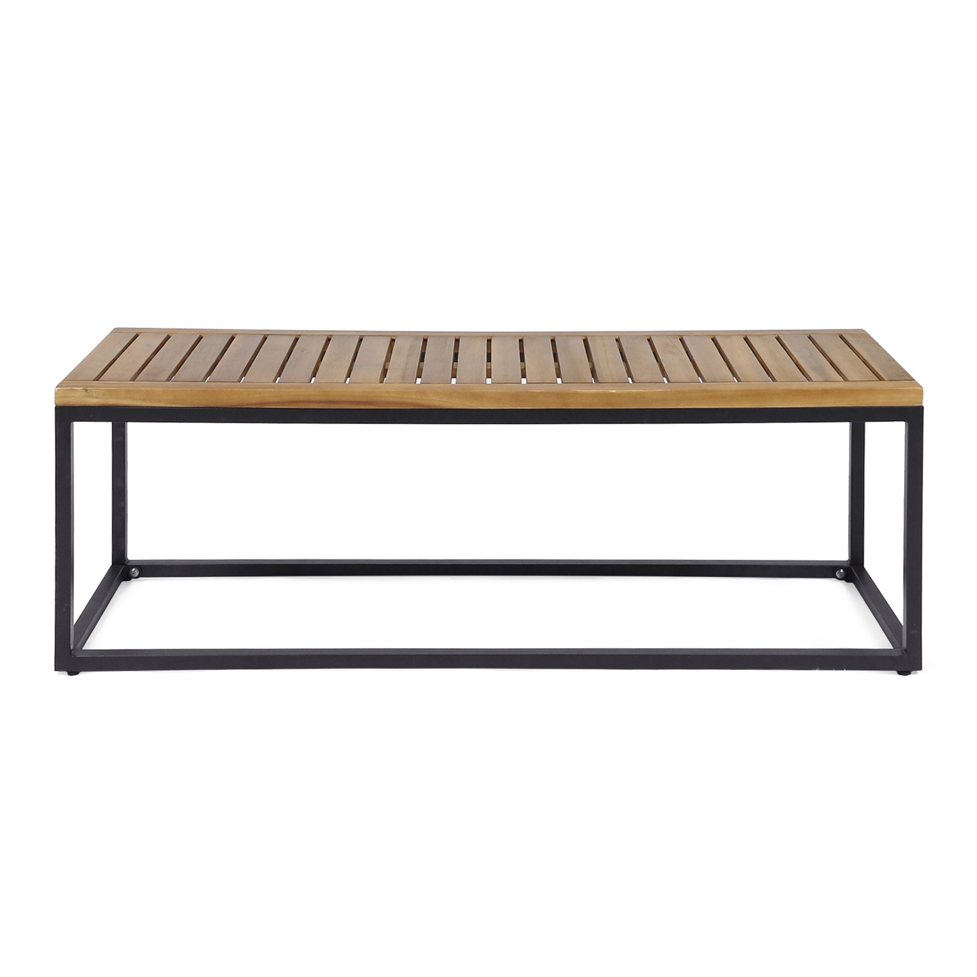 Jeco Industrial Wood And Metal Bench Teak Acacia Wood