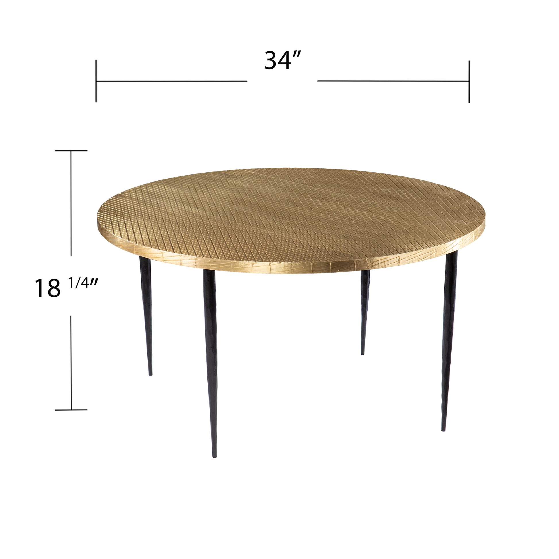 Judmont Round Cocktail Table W Embossed Top Black Iron