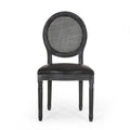 Dinning Chair Mp2 Set Of 2 Black Wood Fabric Rattan